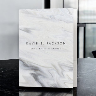 Black White Marble Elegant Professional Classy Pocket Folder