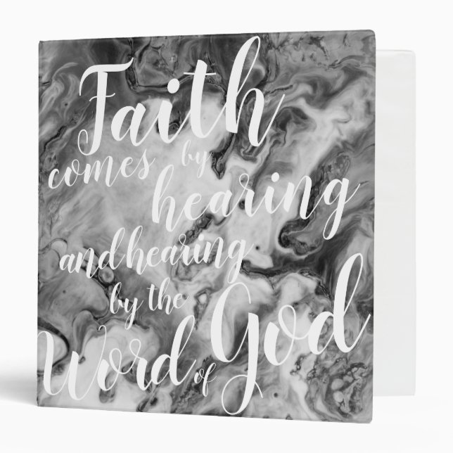 Black & White Marble Faith Bible Quote Art 3 Ring Binder (Front/Inside)