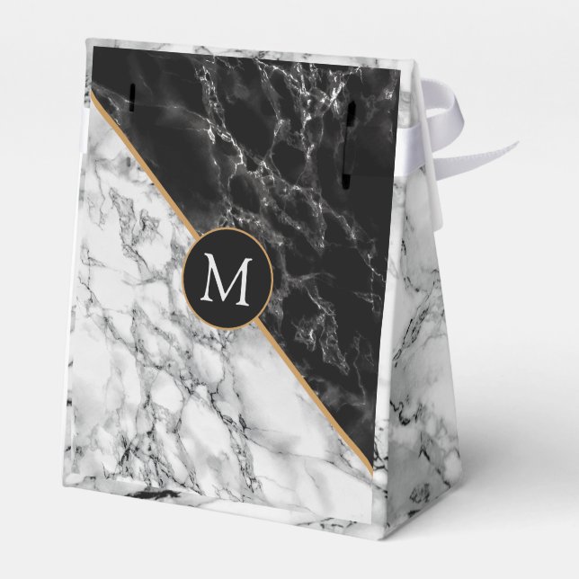 Black White Marble Favor Box - Your Letter (Back Side)