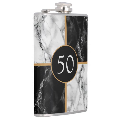 Black White Marble Flask Personalized Your Design