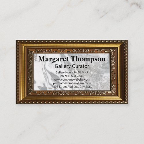 Black White Marble  Gold Decorative Frame Business Card