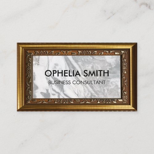 Black White Marble  Gold Decorative Frame Business Card