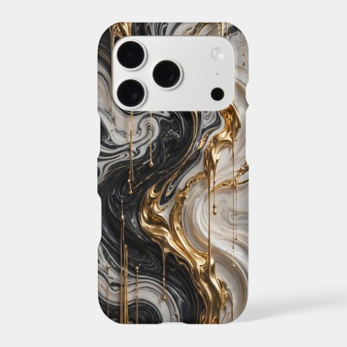 Black White Marble Gold Drip Case