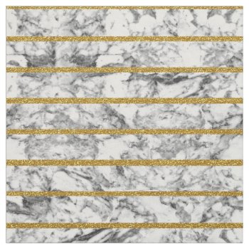Black White Marble Gold Glitter Effect Stripes Fabric by pink_water at Zazzle