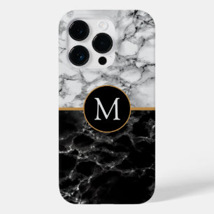 Black White Marble iPhone Case Personalized Letter