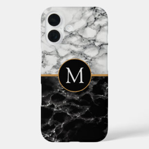 Black White Marble iPhone Case Personalized Letter