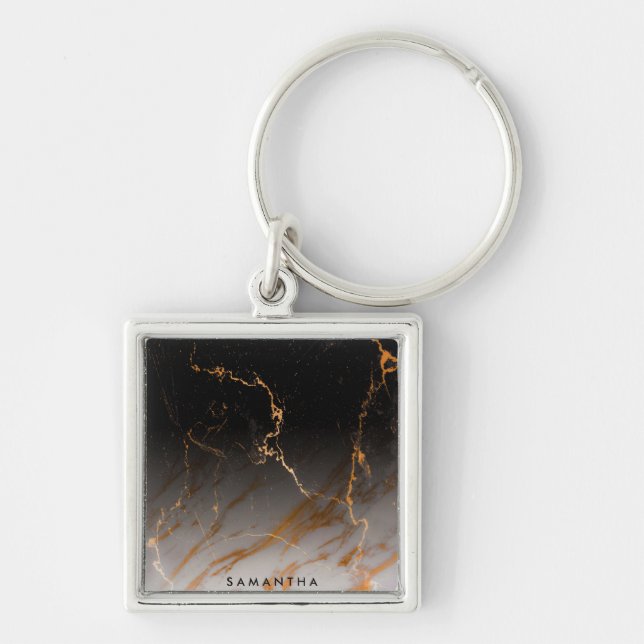 Black & White Marble Keychain (Front)