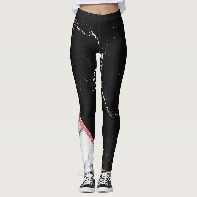 Black & White Marble Leggings (Front)