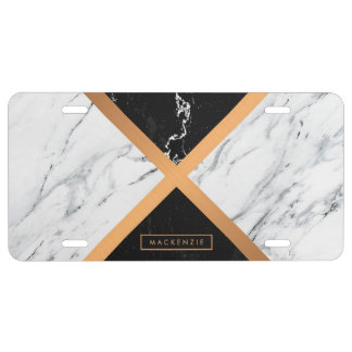 Black & White Marble License Plate