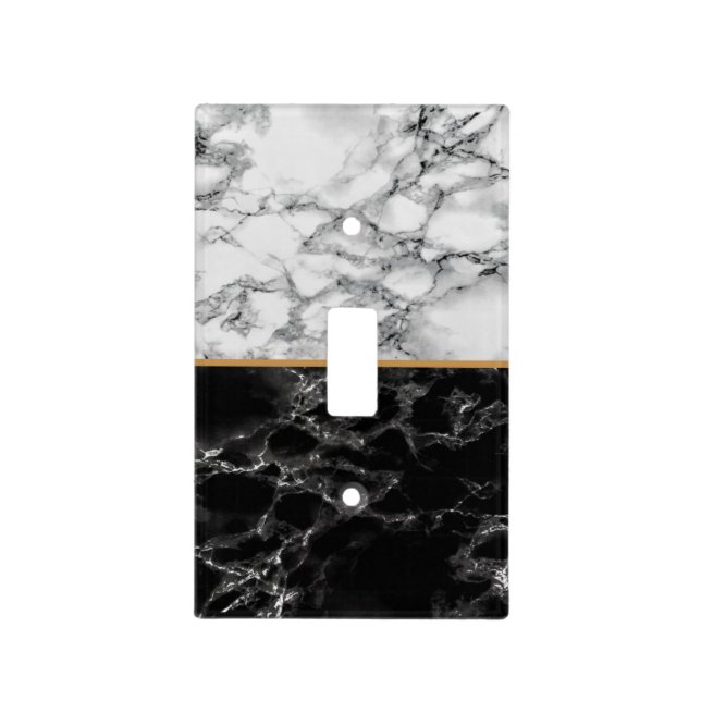 Black White Marble Light Switch Cover (Front)