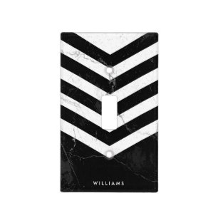 Black & White Marble Light Switch Cover