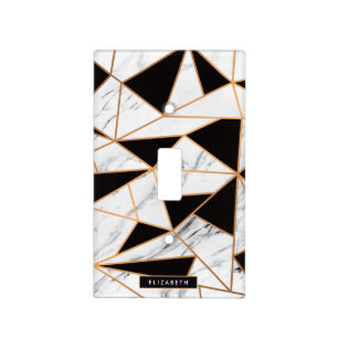 Black & White Marble Light Switch Cover