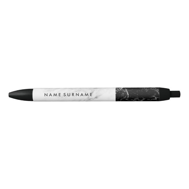 Black & White Marble Modern Elegant Sophisticated Pen (Front)