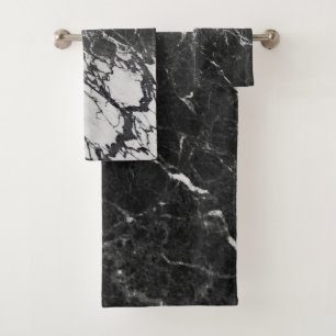 Black & White Marble Modern Glam Trendy Bath Towel Set