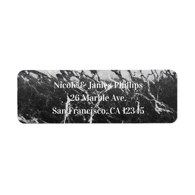 Black & White Marble Modern Glam Trendy Party Label (Front)