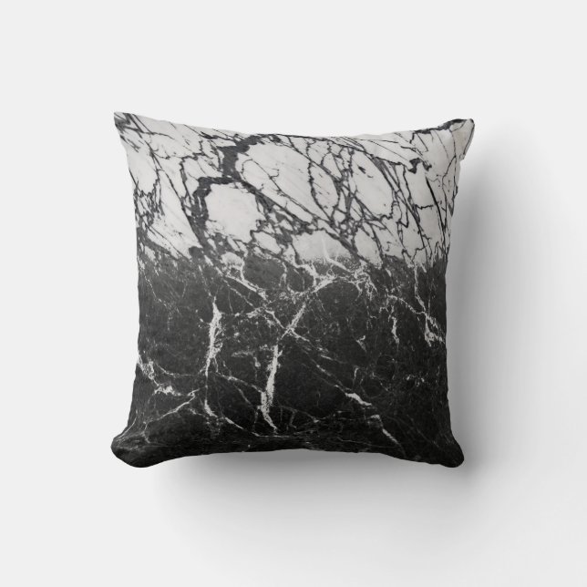 Black & White Marble Modern Glam Trendy Throw Pillow (Front)