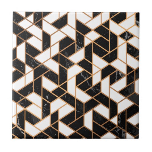 Black  White Marble Mosaic Ceramic Tile