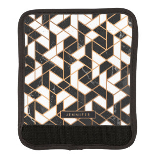 Black & White Marble Mosaic Luggage Handle Wrap