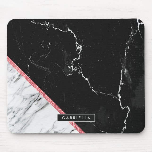 Black & White Marble Mouse Pad (Front)