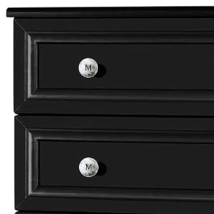 Black White Marble Orb Monogram Initial Ceramic Knob