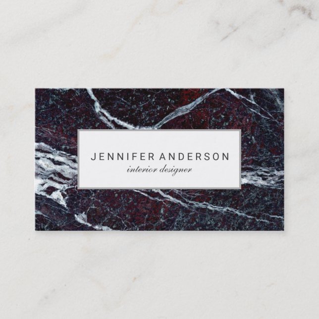 Black & White Marble Pattern Elegant Business Card (Front)