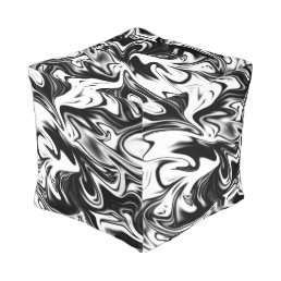Black White Marble  Pattern, Full Print Pouffe. Pouf