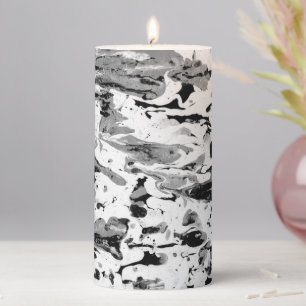 Black + White Marble Pattern Pillar Candle