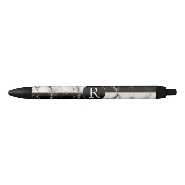 Black White Marble Pen with Custom Text (Front)