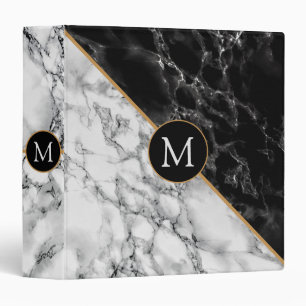Black White Marble Personalized Binder Your Letter