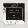 Black White Marble Rose Gold Beauty Salon Square Business Card