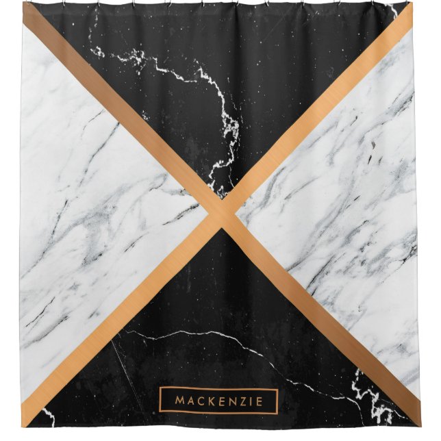 Black & White Marble Shower Curtain (Front)