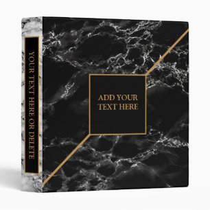 Black White Marble Stone - Personalized 3 Ring Binder