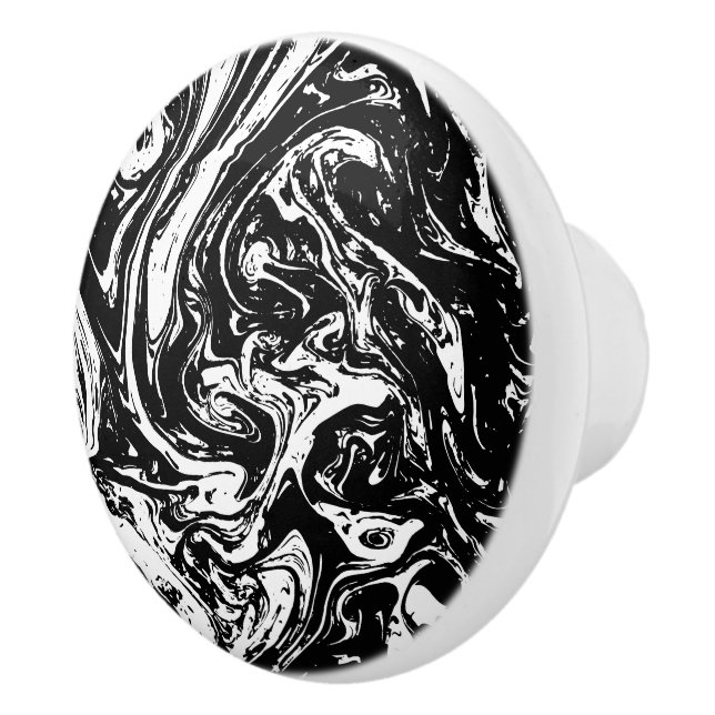 Black & White Marble Style Ceramic Pull (Right)