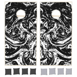 Black & White Marble Style Cornhole Set