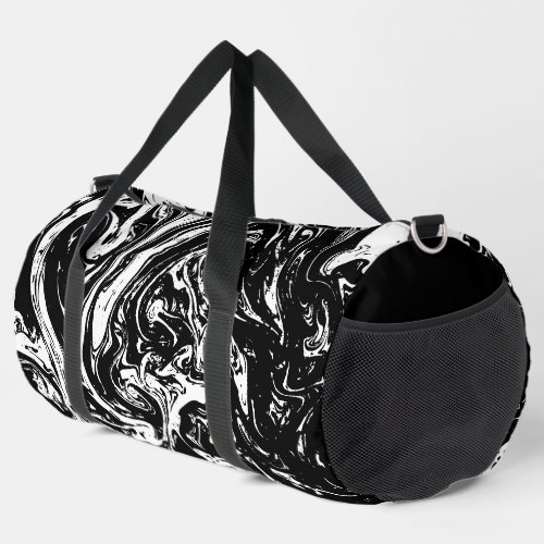 Black  White Marble Style  Duffle Bag