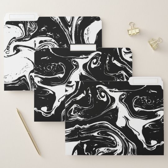 Black & White Marble Style File Folders