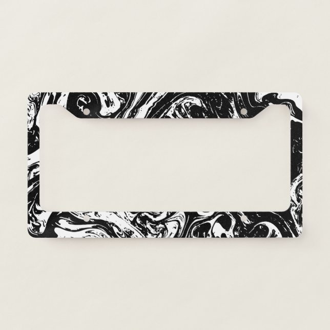 Black & White Marble Style License Plate Frame (Front)