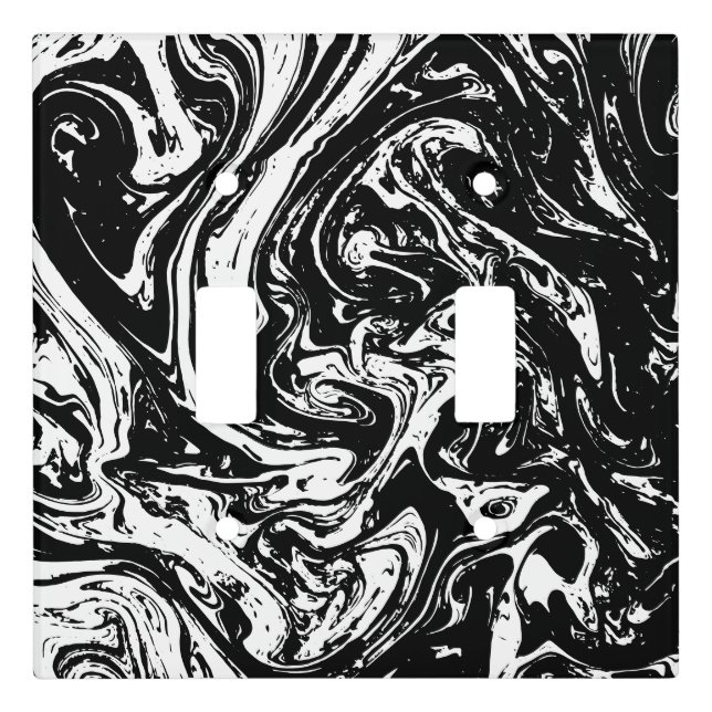 Black & White Marble Style Light Switch Cover (Front)