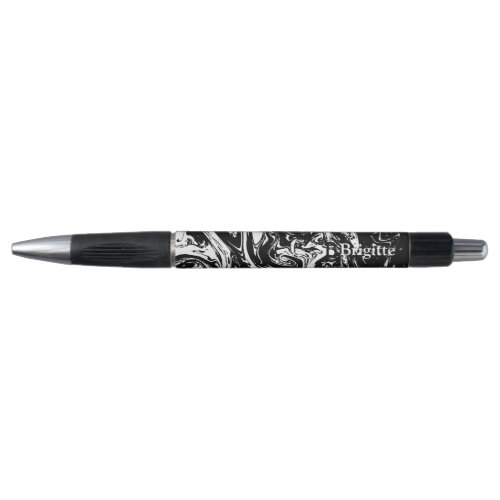 Black  White Marble Style Pen with Pen