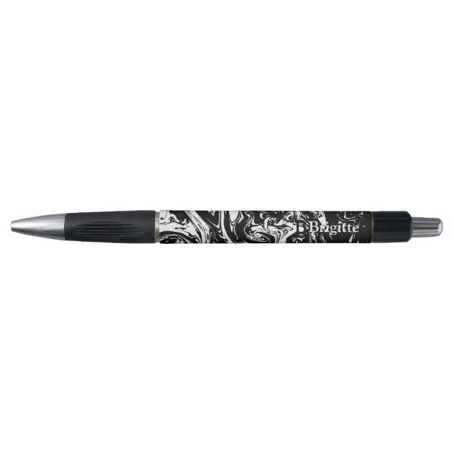 Black & White Marble Style Pen with Pen (Front)