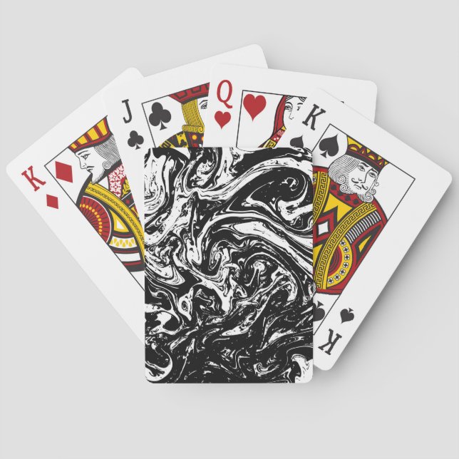 Black & White Marble Style Playing Cards (Back)