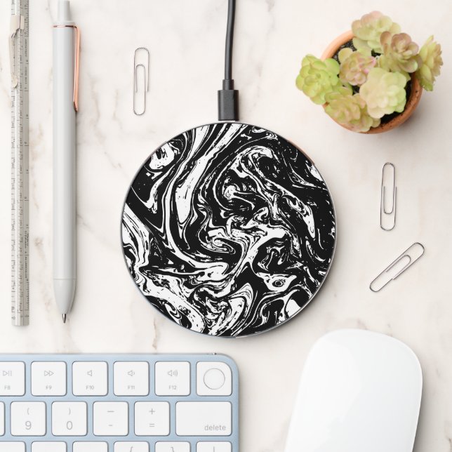 Black & White Marble Style  Wireless Charger (Desk)