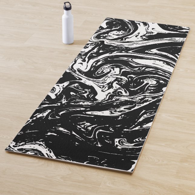 Black & White Marble Style Yoga Mat (In Situ)