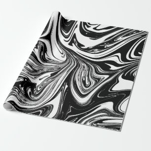 Black & White Marble Swirl Modern Glam Wrapping Paper