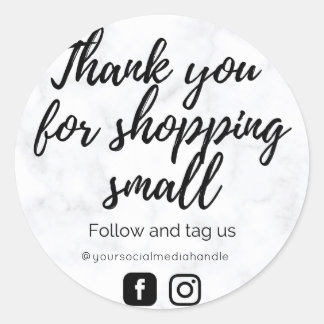 Black & White Marble Thank You Sticker
