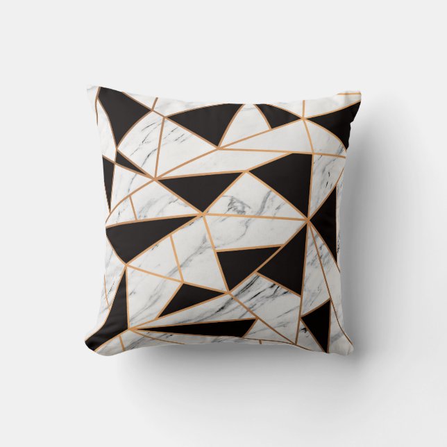 Black & White Marble Throw Pillow (Front)