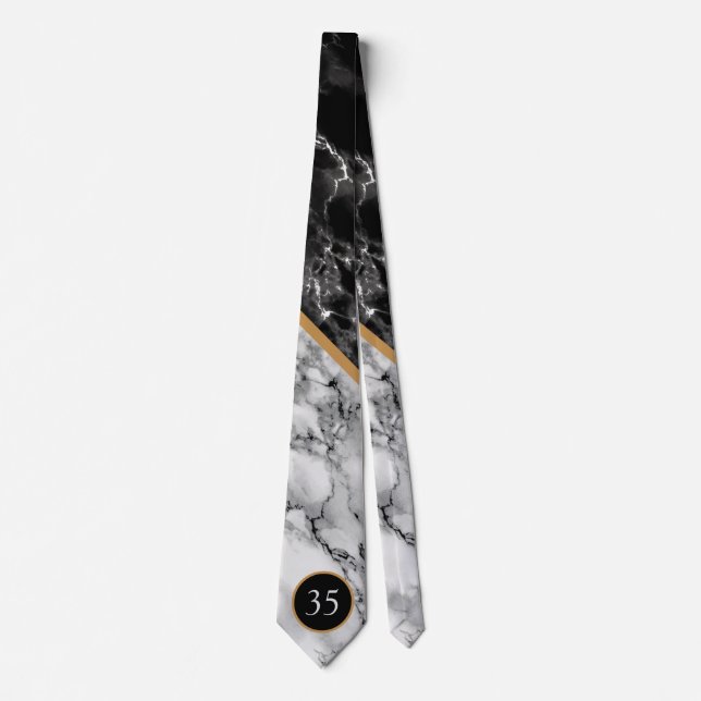 Black White Marble Tie Personalized Birthday Gift (Front)