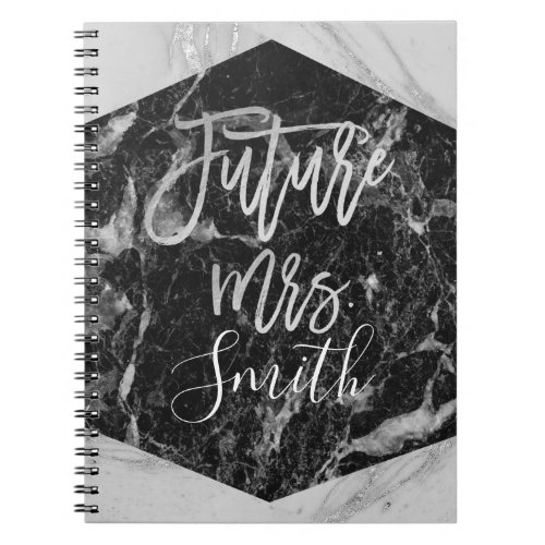 Black White Marble Wedding Planner Future Mrs Notebook