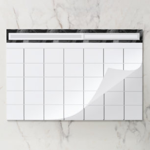Black White Marble Weekly Monthly Calendar Pad