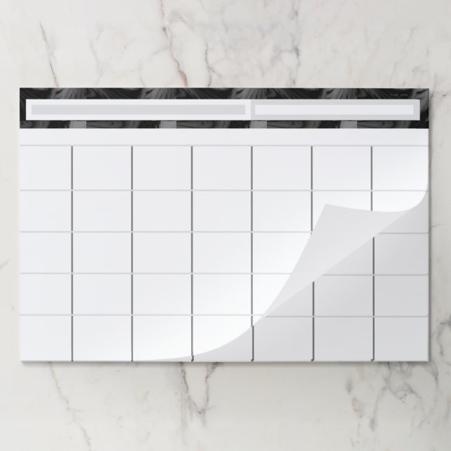 Black White Marble Weekly Monthly Calendar Pad (Folded)